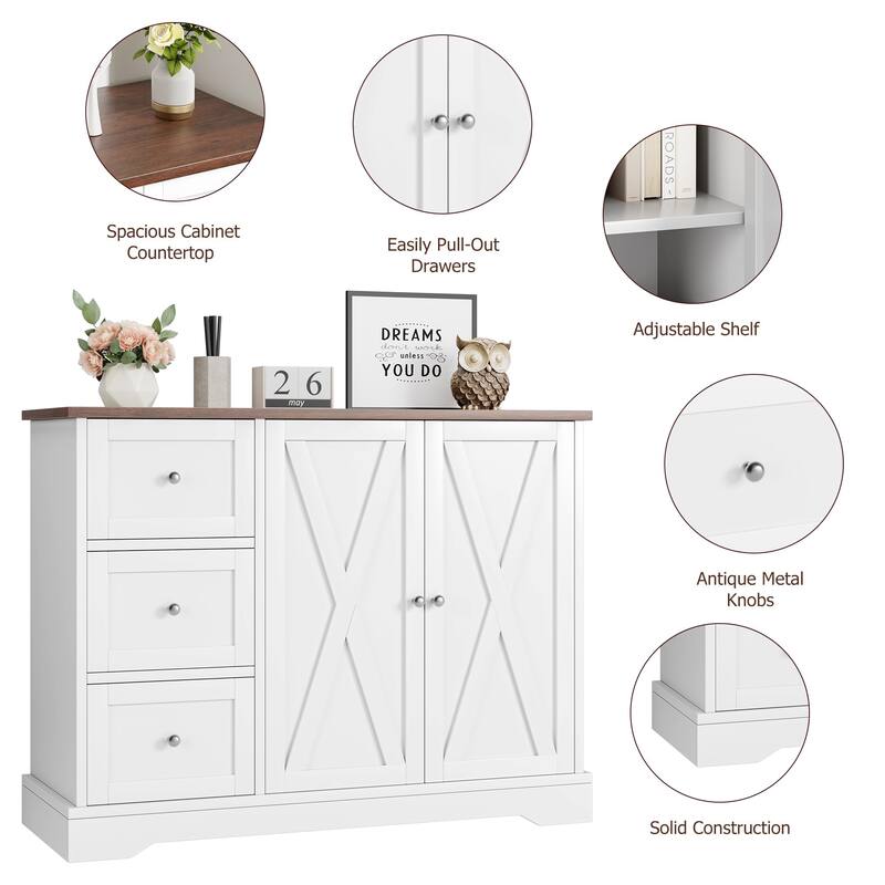 Sideboard Buffet Cabinet with 3 Drawers