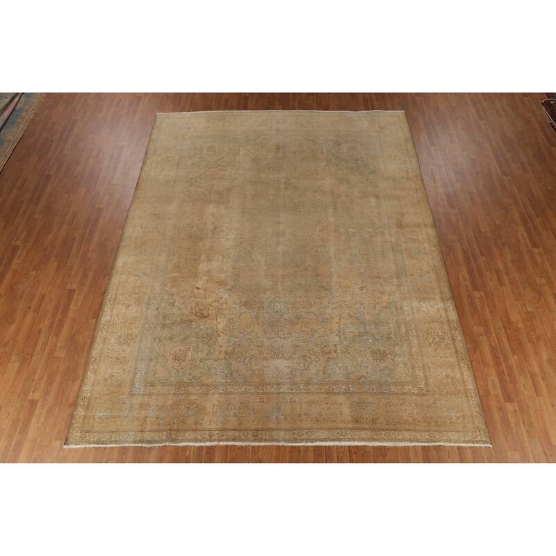 Hand Knotted Oriental 100% Wool Carpet Traditional Floral Oranges & Rust Tabriz Area Rug - 13' 0'' X 9' 9''