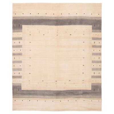 ECARPETGALLERY Braided Weave Kashkuli Gabbeh Cream Wool Rug - 8'0 x 9'8