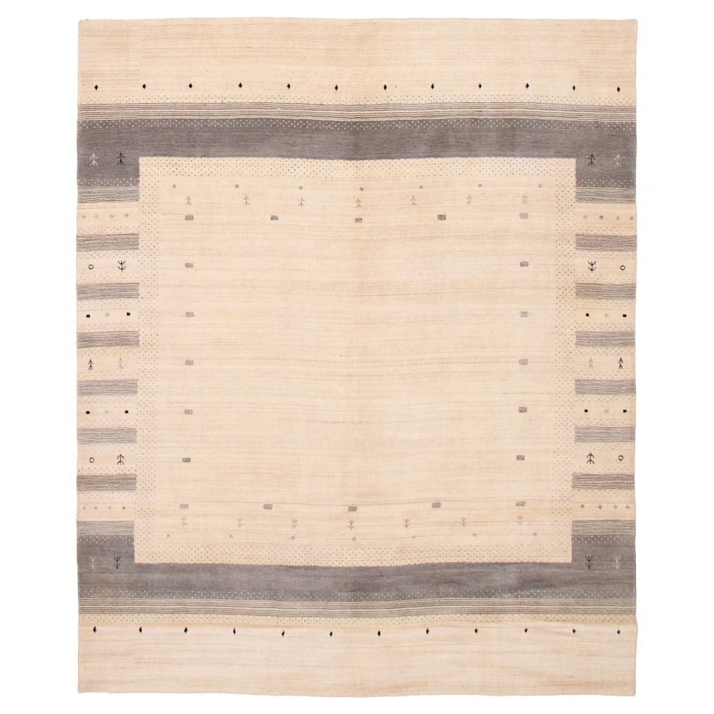 ECARPETGALLERY Braided Weave Kashkuli Gabbeh Cream Wool Rug - 8'0 x 9'8
