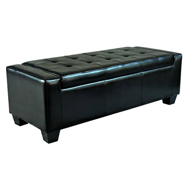 50.5" Faux Leather Rectangular Tufted Storage Ottoman