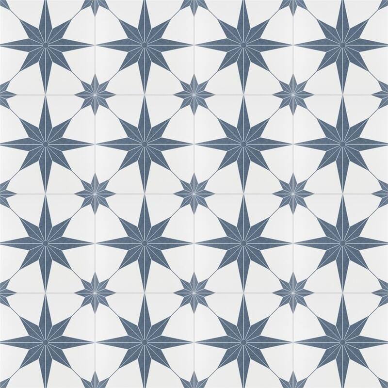 Merola Tile Stella Azul 9-3/4" x 9-3/4" Porcelain Floor and Wall Tile