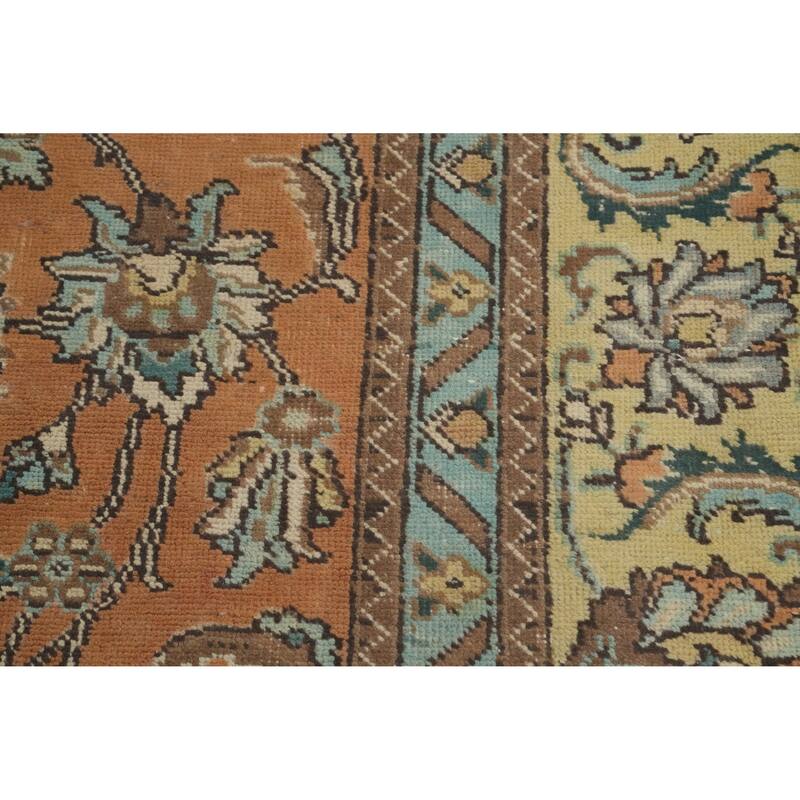 Hand Knotted Oriental 100% Wool Carpet Traditional Floral Oranges & Rust Tabriz Area Rug - 10' 0'' X 7' 2''
