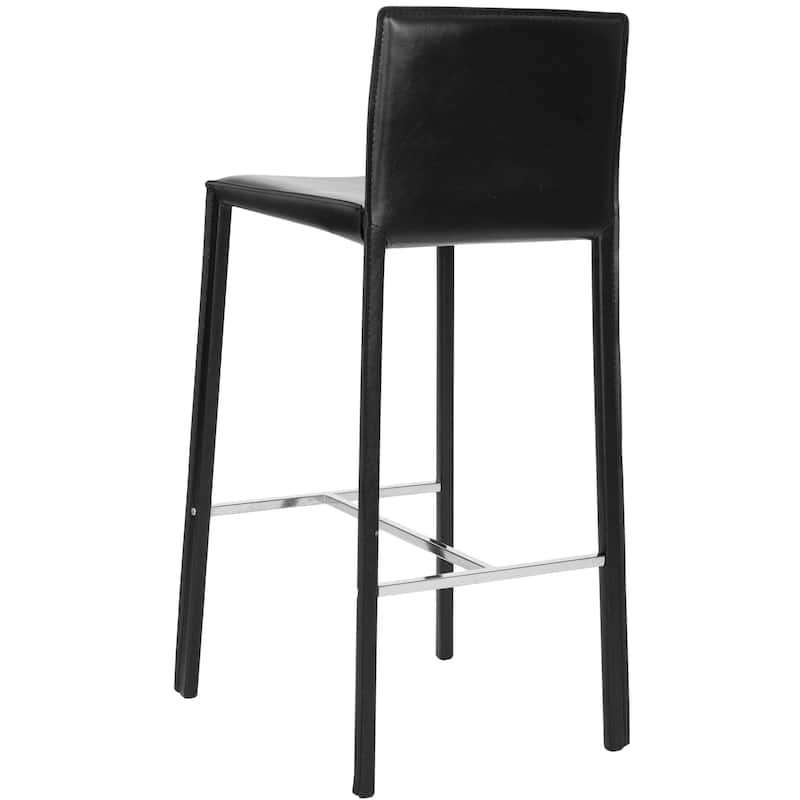 SAFAVIEH Marilynn Mid-Century 30-inch White Leather Bar Stool (Set of 2) - 18.3" x 19.7" x 39.4" - 18Wx20Dx39H