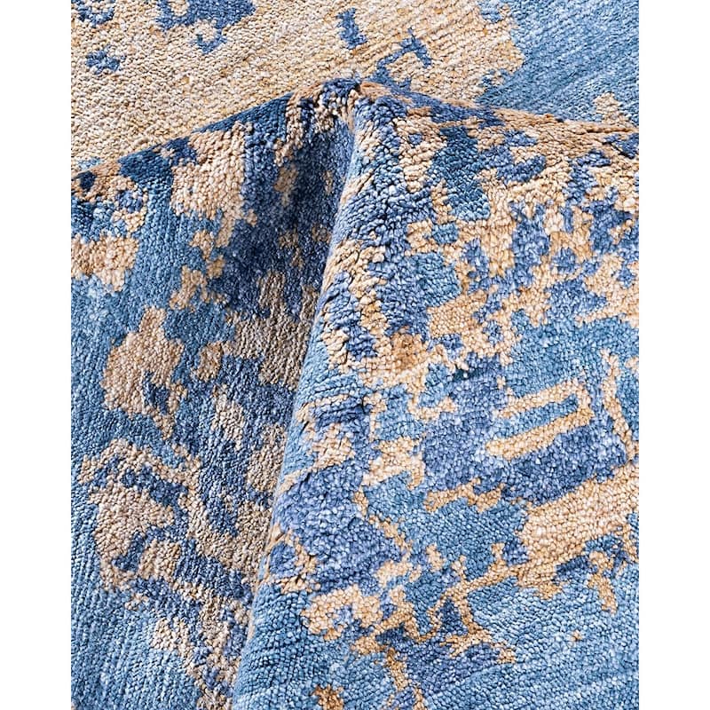 Modern One-of-a-Kind Hand-Knotted Area Rug, Blue - 9' 0" x 12' 0"