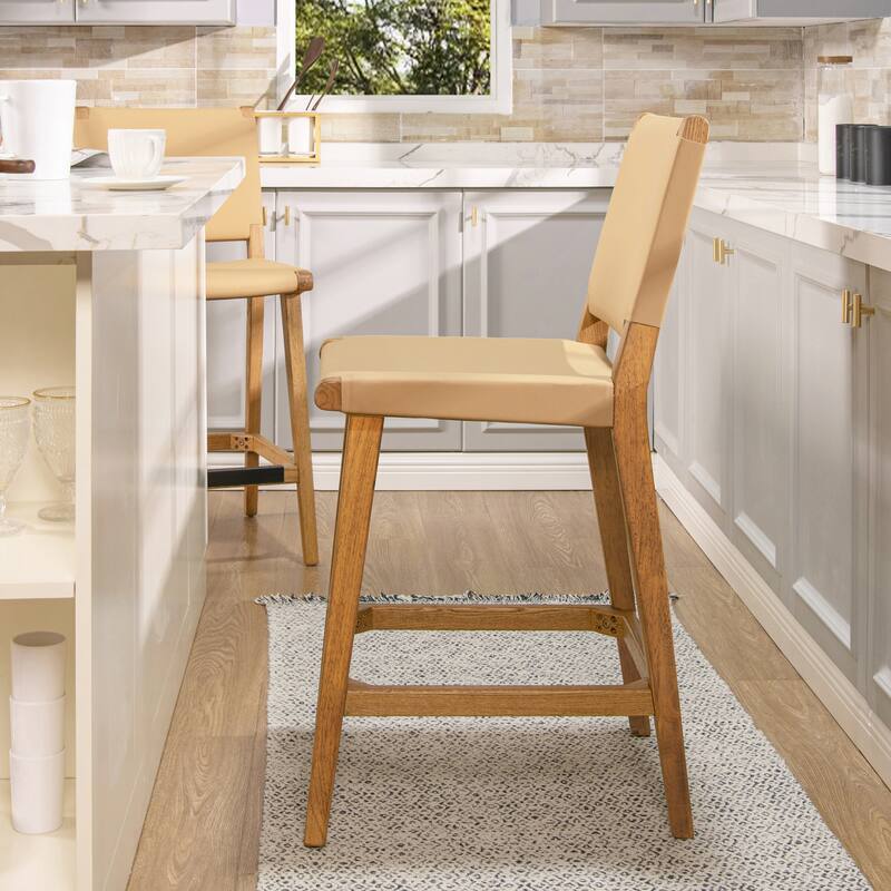 Farmhouse Saddle Kitchen Island Counter Stool with Back