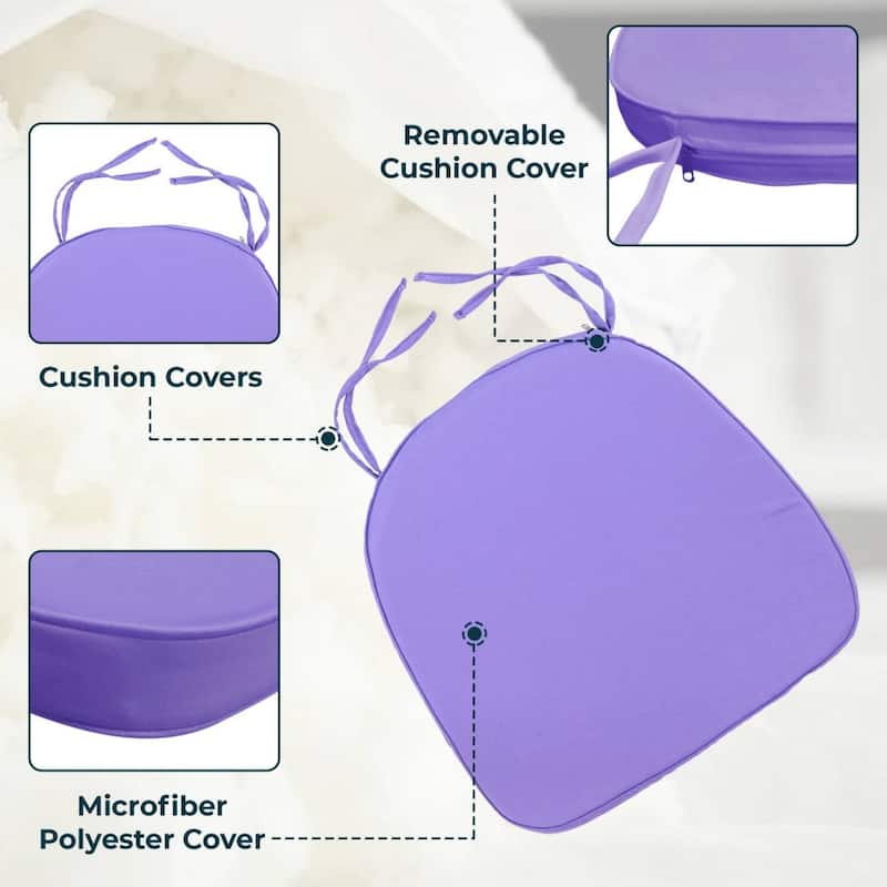 Memory Foam 15" U-Shaped Indoor Outdoor Dining Chair Pad Cushion for Kitchen Patio Garden (Set of 1, 2, 4 or 8)