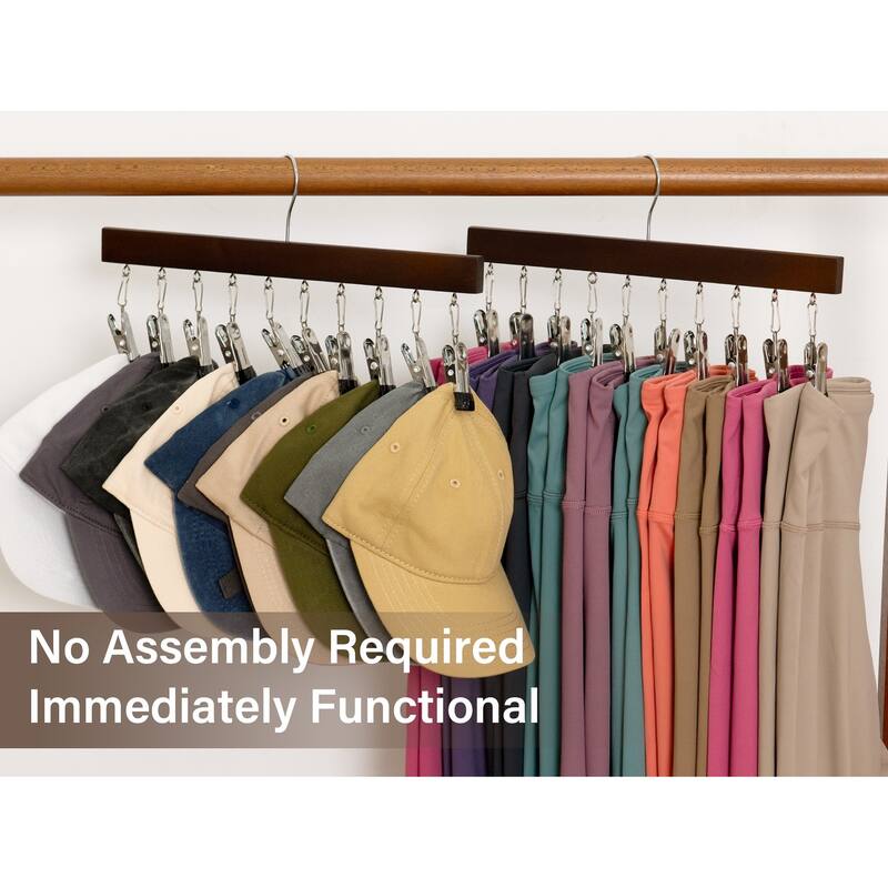 2-pack Hat Rack, Multi-Use Pants Hangerb with 10 Adjustable Stainless Steel Clips