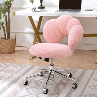 Criss Cross Chair with Wheels, Teddy Fabric Home Office Chair, 360°Swivel Height Adjustable Swivel Vanity Chair - N/A