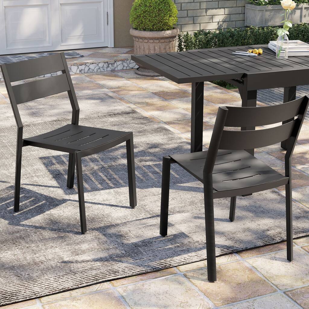 Outdoor Patio Dining Chairs Set Aluminum Stackable Chairs - N/A