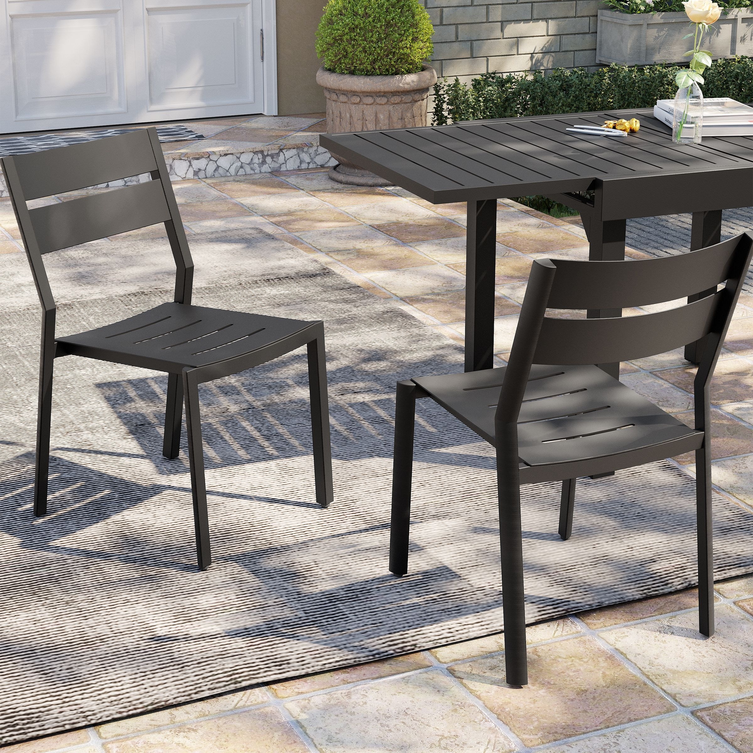 Outdoor Patio Dining Chairs Set Aluminum Stackable Chairs - N/A