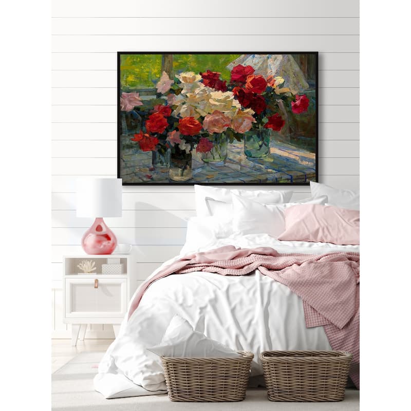 Fresh Flower Bouquet Floater Framed Print on Canvas
