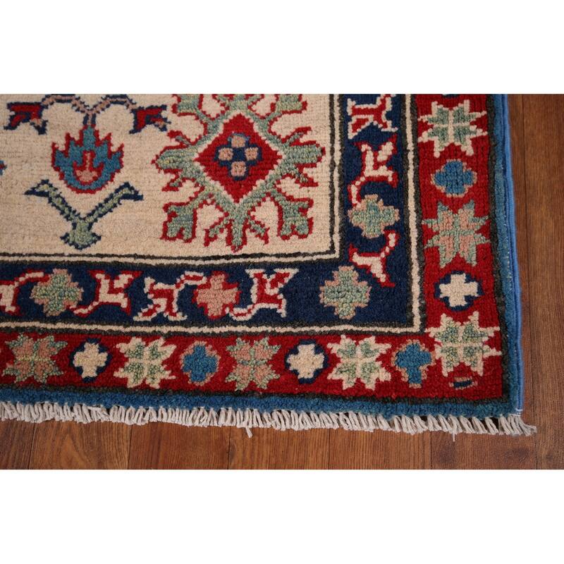 Blue Oriental Kazak Rug Hand-Knotted Wool Carpet - 6'7" x 10'0"