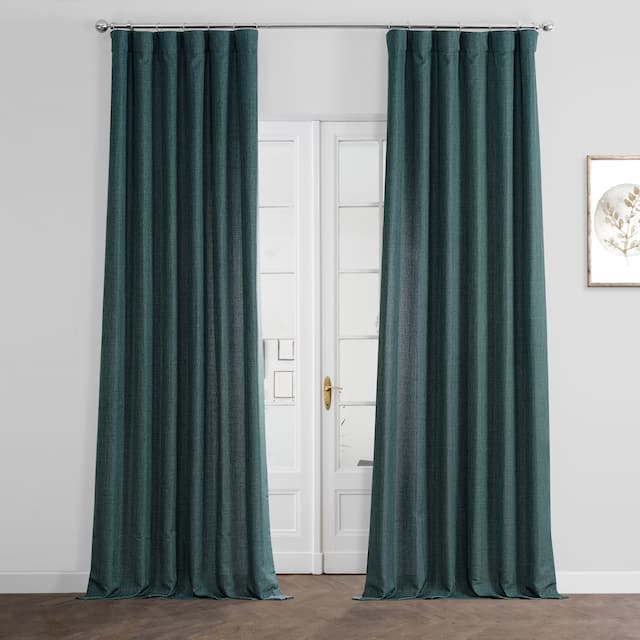 Exclusive Fabrics Italian Faux Linen Curtain (1 Panel) - 50 X 108 - Empire Green