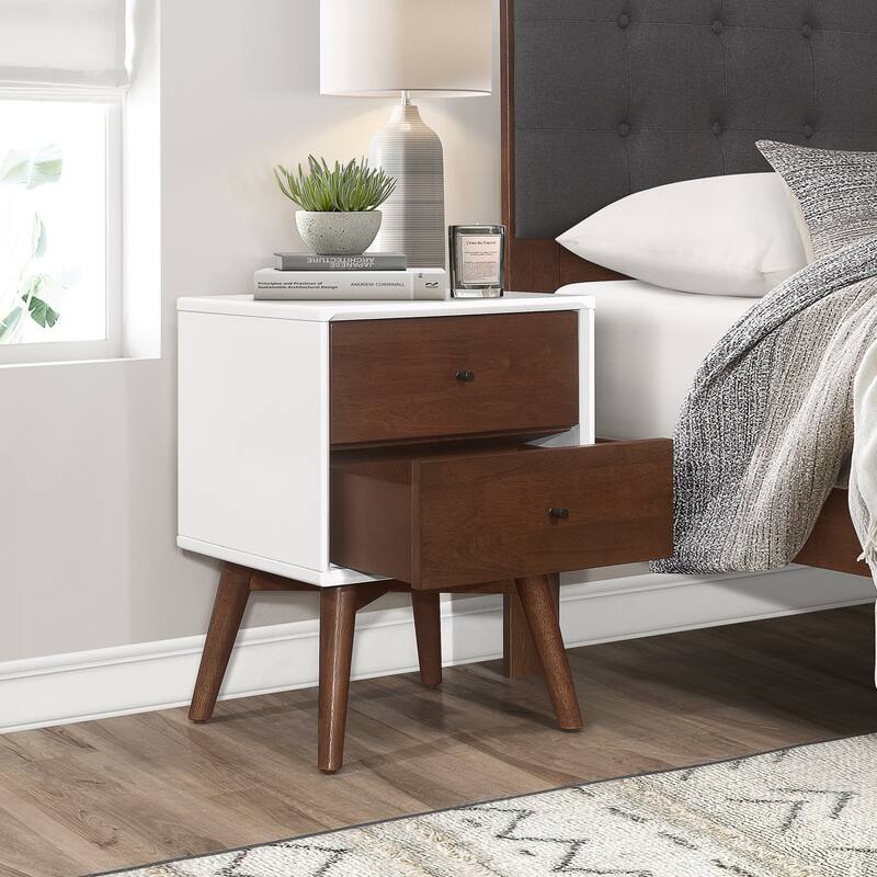 Denver Mid-Century Modern White Night Stand