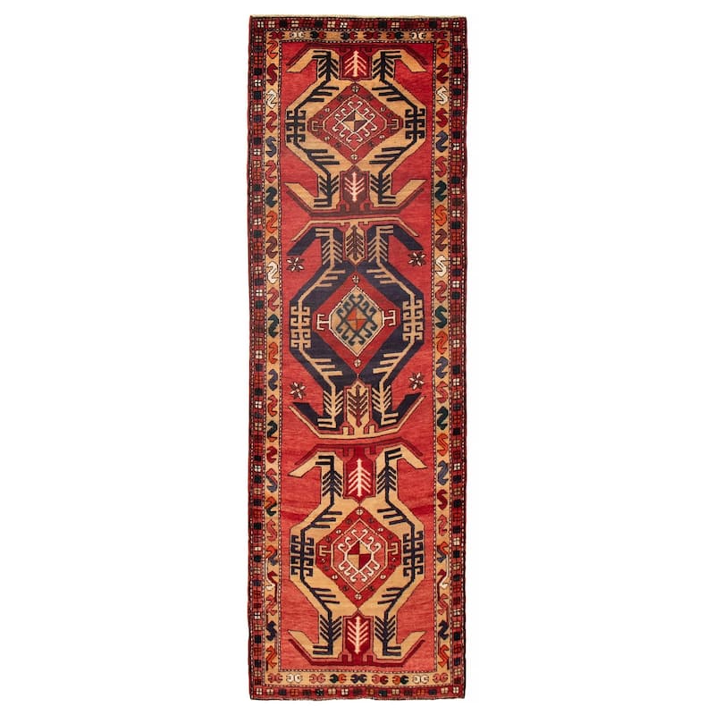 ECARPETGALLERY Hand-knotted Konya Anatolian Red Wool Rug - 3'5 x 10'11 - Red - 3'5 x 10'11