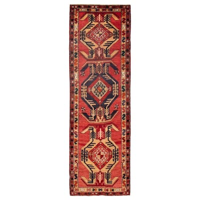 ECARPETGALLERY Hand-knotted Konya Anatolian Red Wool Rug - 3'5 x 10'11