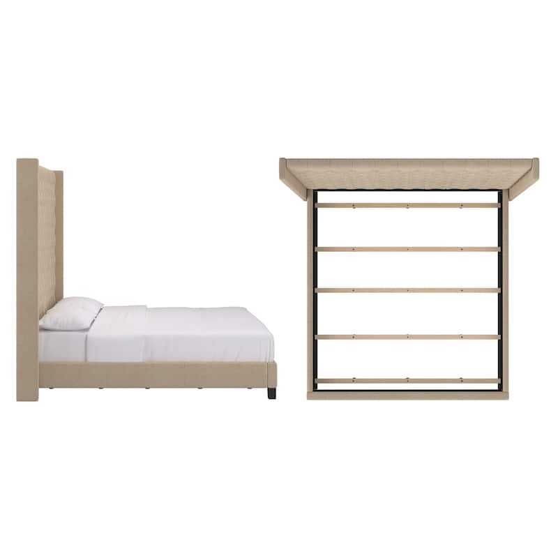 Detmold Wingback Button Tufted High Headboard Bed