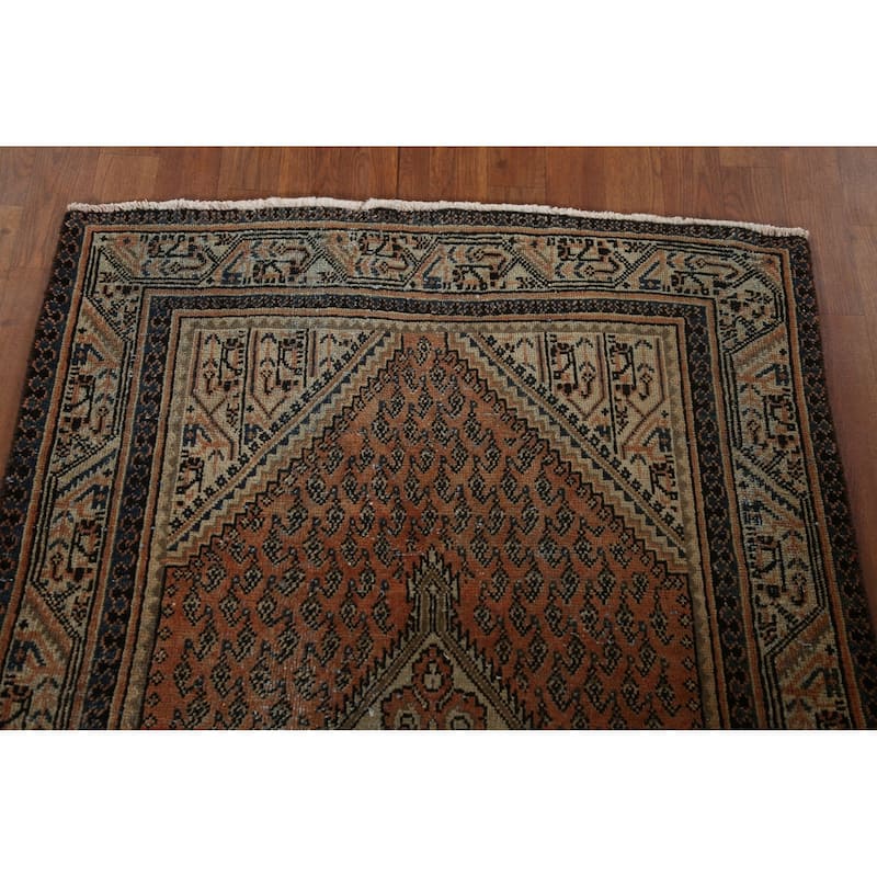 Geometric Botemir Persian Vintage Accent Rug Handmade Wool Carpet - 3'5" x 5'2"