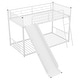 preview thumbnail 10 of 8, Twin over Twin Metal Bunk Bed with Slide, Inclined Ladder, Strong Metal Slats, Fun Design for Unisex, Easy Assembly, White