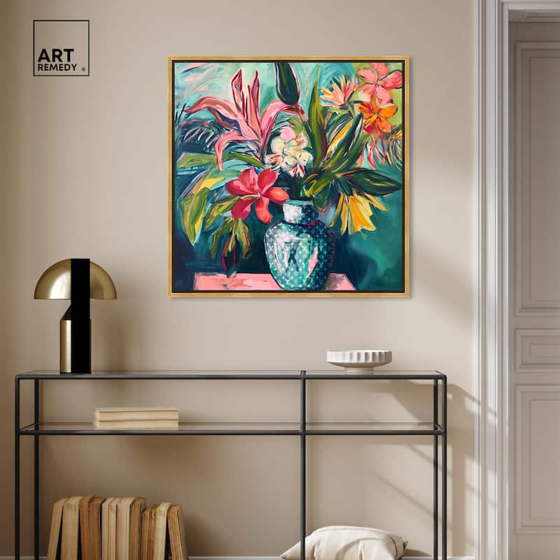 Art Remedy Vase Of Tropical Flowers Framed Flowers In Vase Paintings
