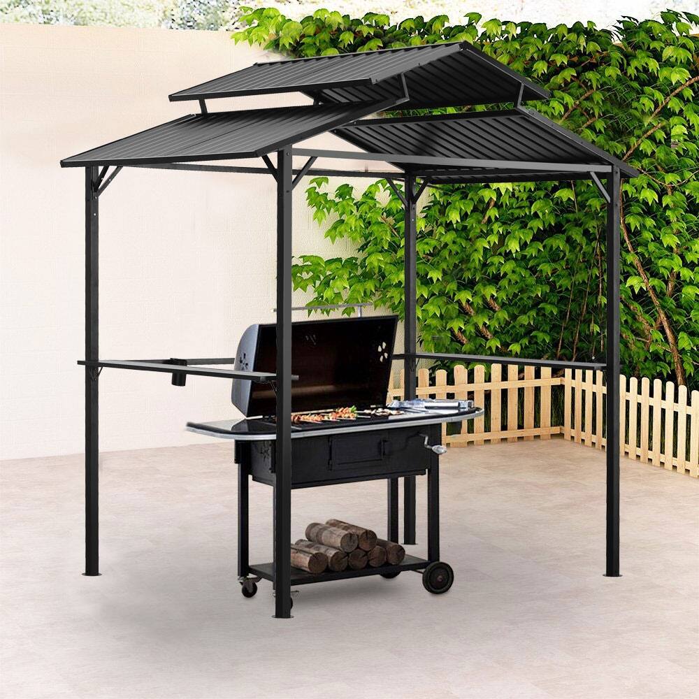 Ainfox 8ftx5ft Outdoor Steel Gazebo Grill Gazebo Patio BBQ Gazebo Hardtop Gazebo