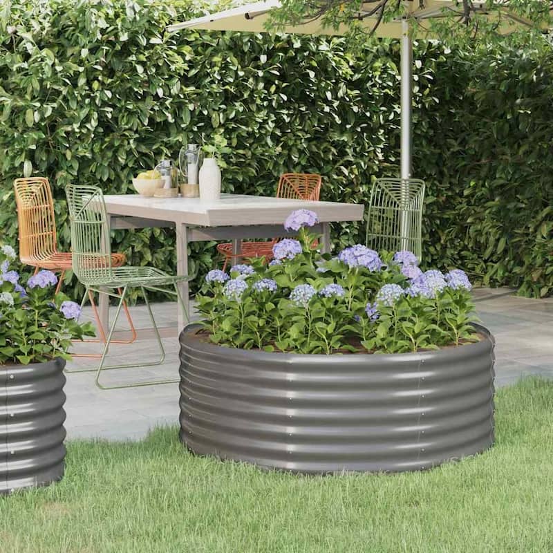 vidaXL Garden Raised Bed Patio Outdoor Raised Planter Box Powder-coated Steel - 39.4" x 39.4" x 14.2"