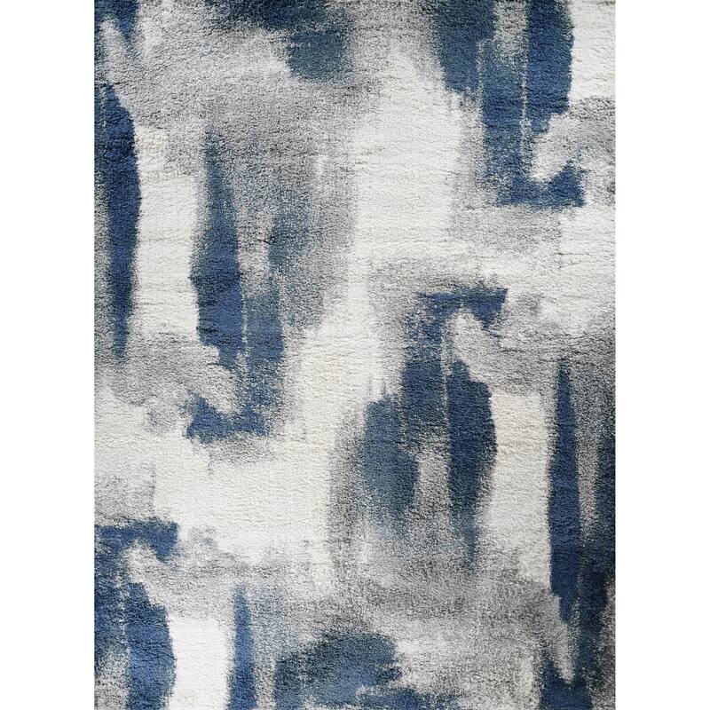 Noori Rug Lux Gordon Abstract Modern 2-inch Thick Shag Rug - 6'6" x 9'6" - Blue/Grey