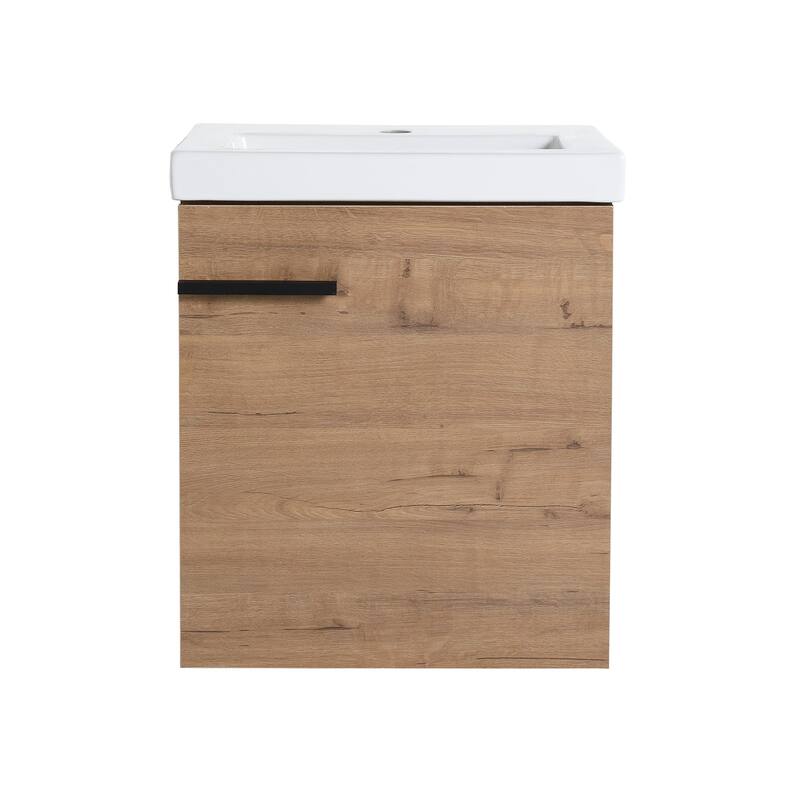 18" Wall-Mounted Bathroom Vanity with Ceramic Top and Basin