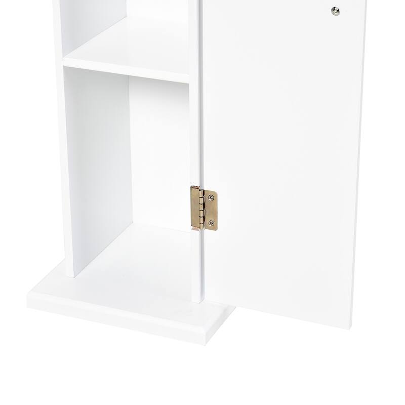 Bathroom Toilet Paper Cabinet, Corner Floor Cabinet with Doors and Shelves