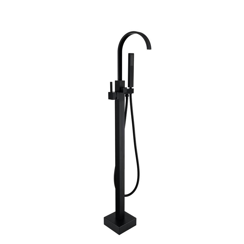 Topcraft Floor Mounted Bathtub Filler with Handheld Showerhead - Matte Black