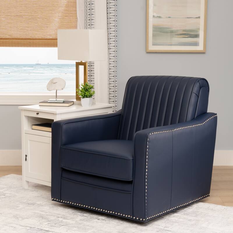 Linon Carlota Faux Leather 360 Swivel Accent Chair