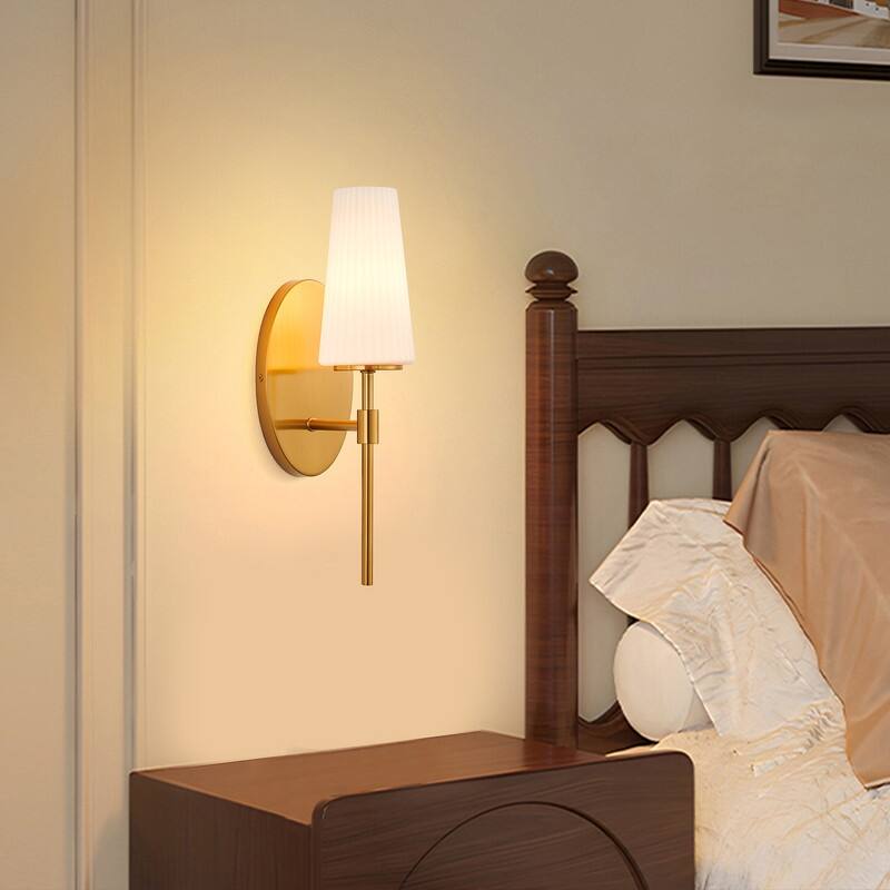 KAWOTI 16" 1- Light Wall Sconce with Opal Glass Shade