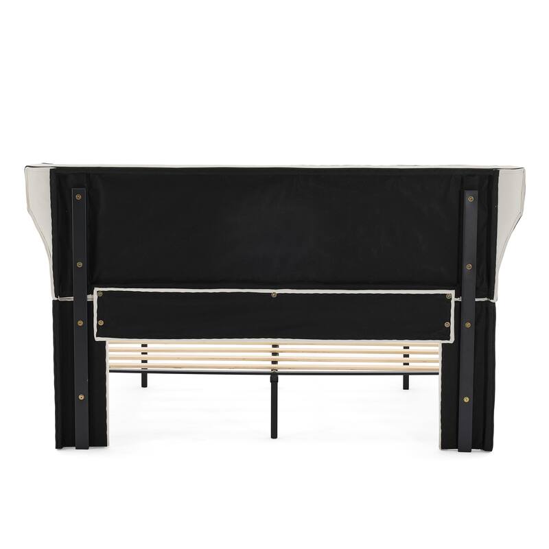 Christopher Knight Home - Aveline Modern Upholstered Platform Bed with Curved Back Headboard and Button Tufted Design