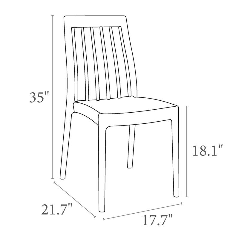 35" Taupe Brown High Back Stackable Outdoor Patio Dining Chair