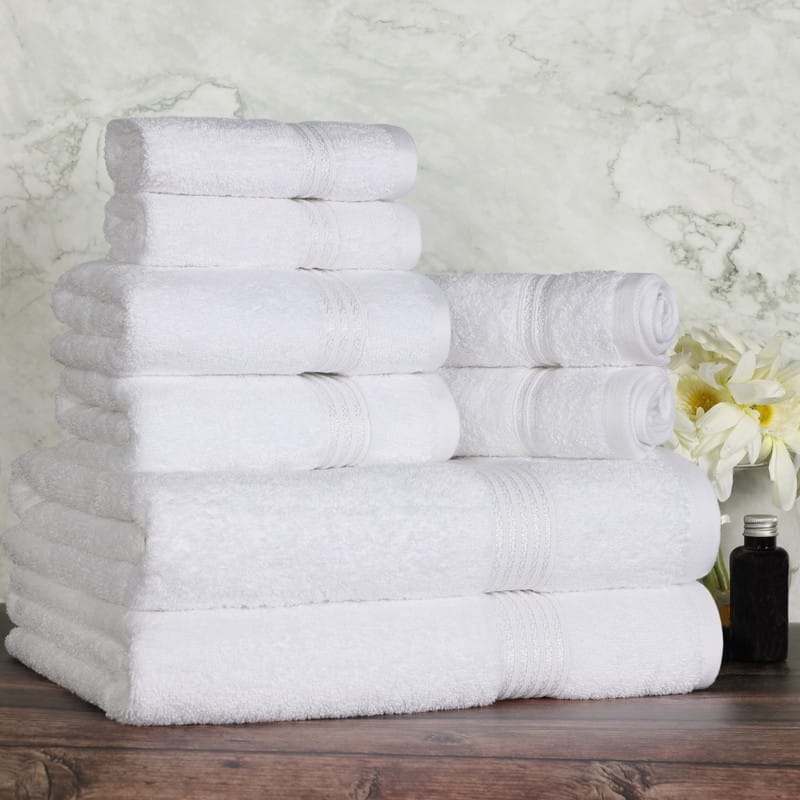 Blue Nile Mills Ibiza Egyptian Cotton 8 Piece Towel Set - White