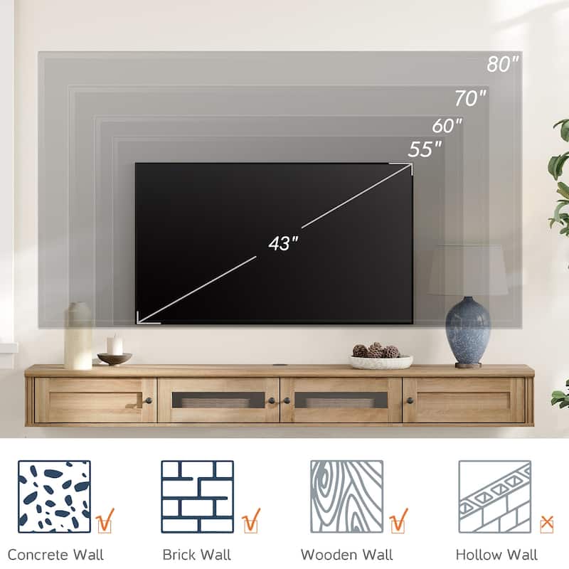 Door Floating TV Stand with Charging Station