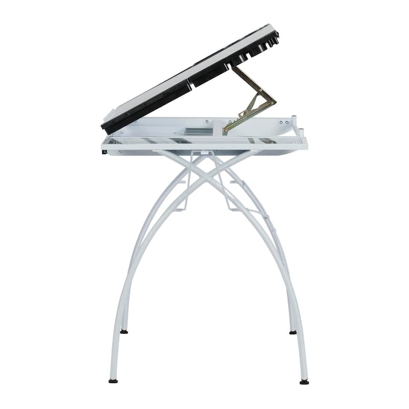 Studio Designs Futura Glass Top Drafting Table with Folding Shelf