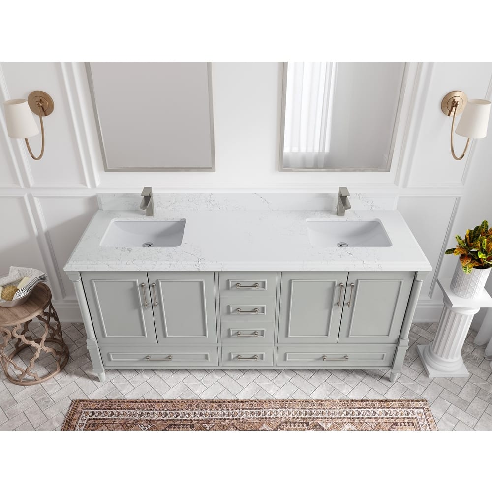Willow Collections 72 in. W x 22 in. D Aberdeen Double Sink Bathroom Vanity with Countertops