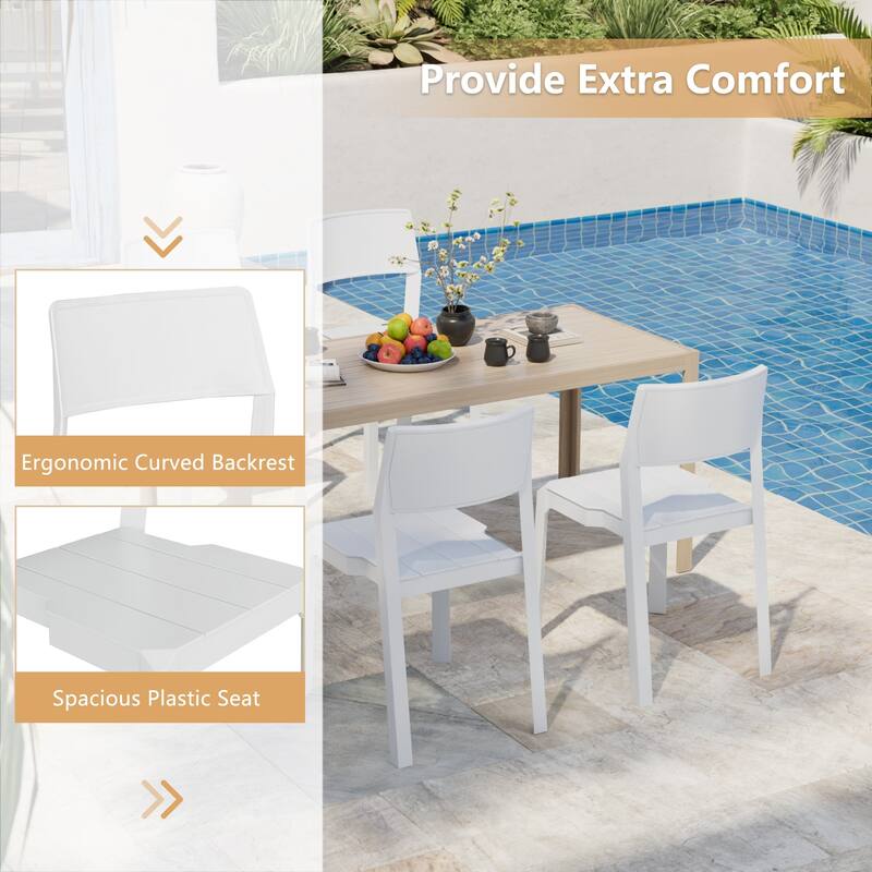 Javlergo 4-Pack Stackable Plastic Chairs for Dining and Patio Space Saving Indoor Outdoor Chairs with Ergonomic Back Support