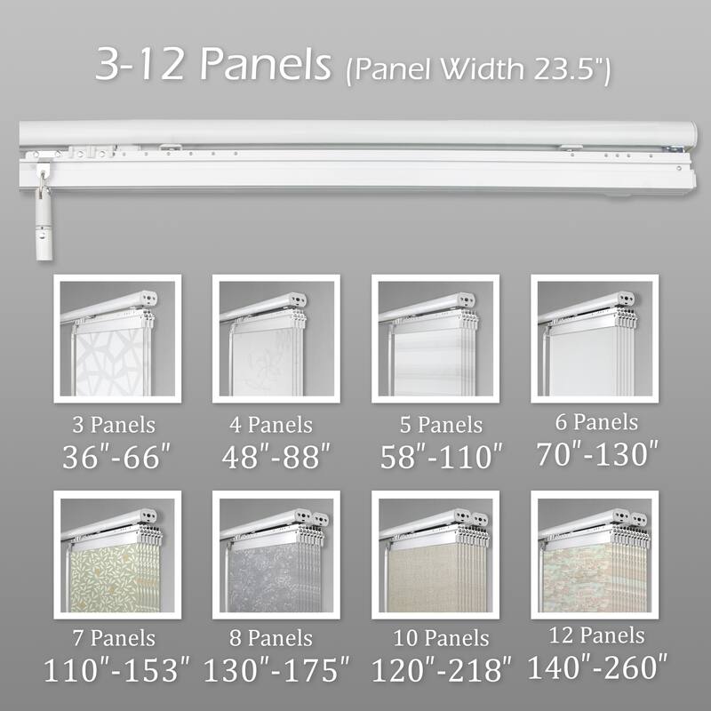 InStyleDesign Lucinda 6-Panel Single Rail Panel Track Extendable 70"-130"W x 94"H, Panel width 23.5" - 130"W x 94"H