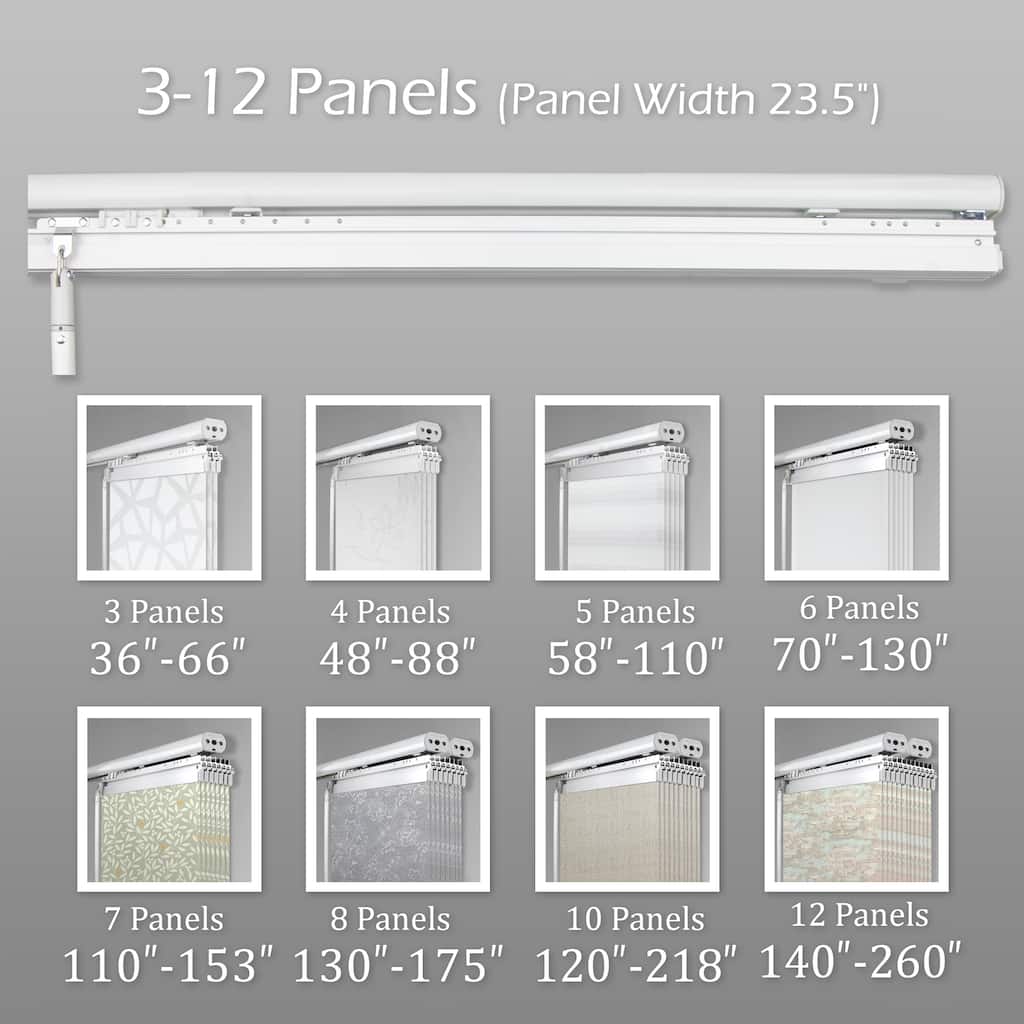 InStyleDesign Midnight Regalia 5-Panel Single Rail Panel Track Extendable 58"-110"W, Panel width 23.5".