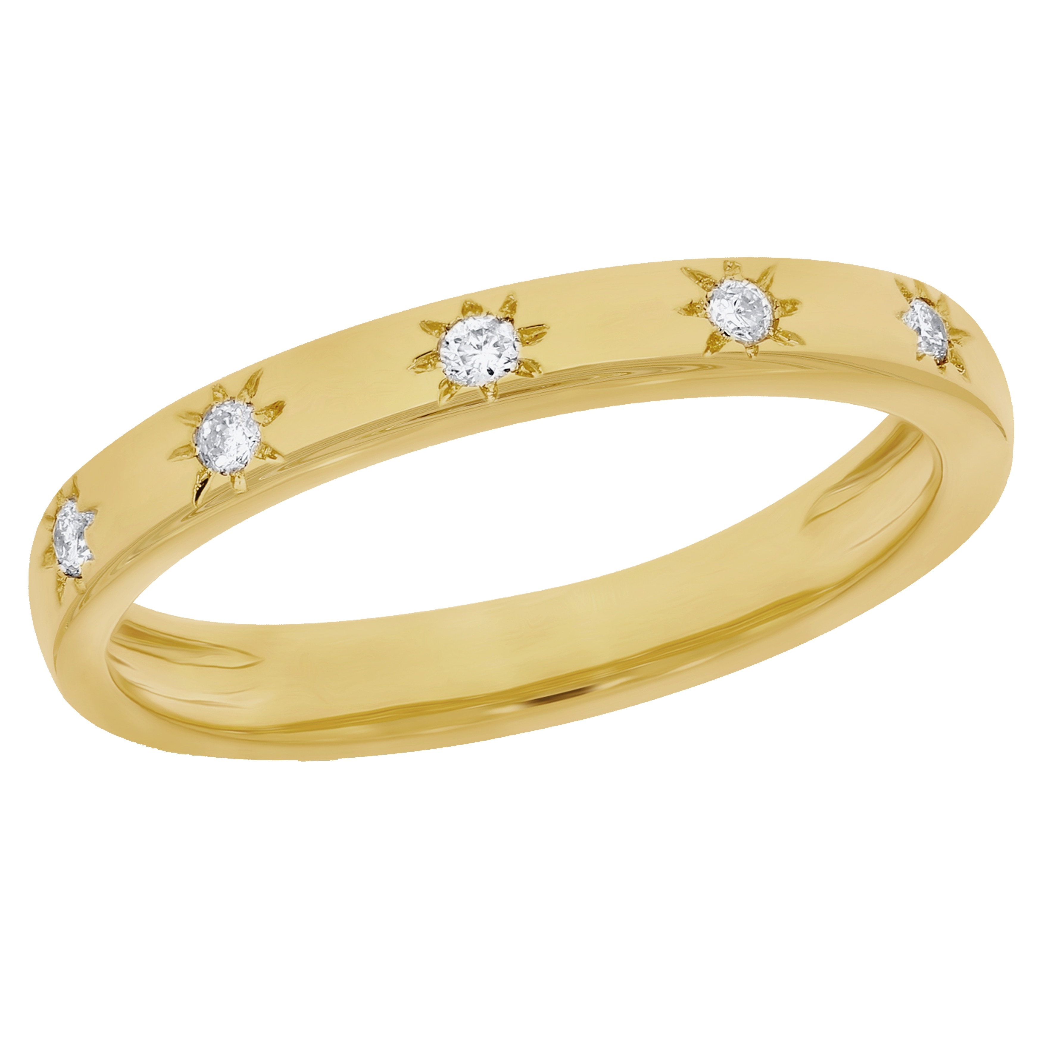 Size-8 G-H,I2-I3 1/10 cttw, Diamond Wedding Band in 10K Yellow Gold