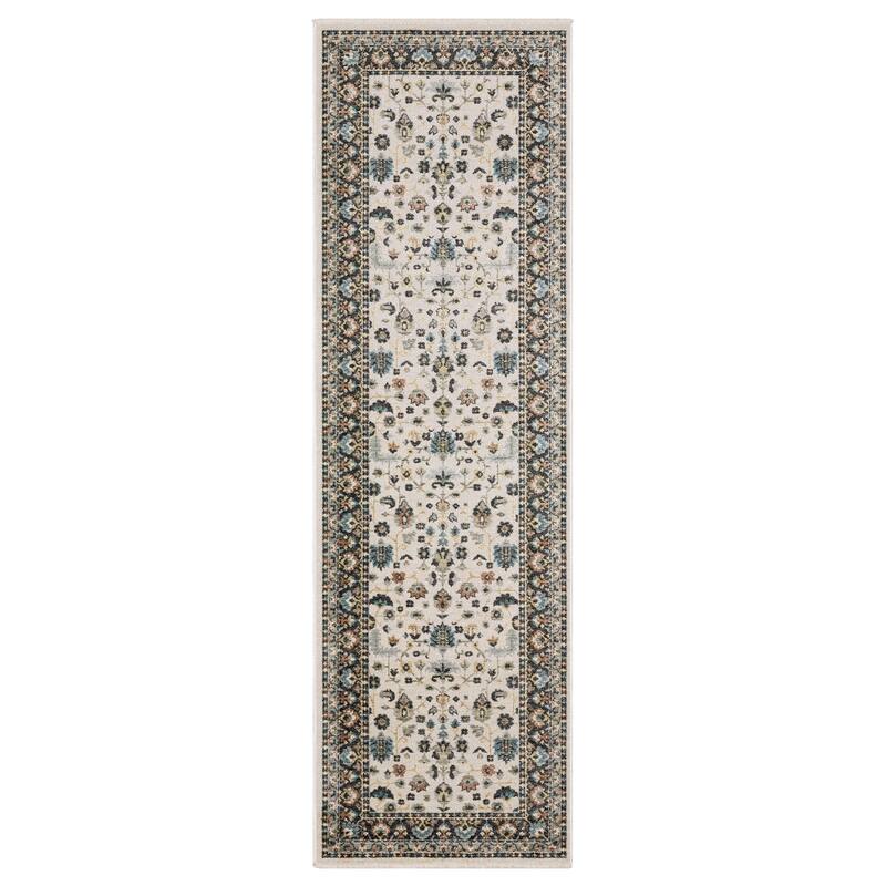 Esme Traditional Floral Border Area Rug - 2' 3" x 7' 6" - Beige/ Multi - Runner