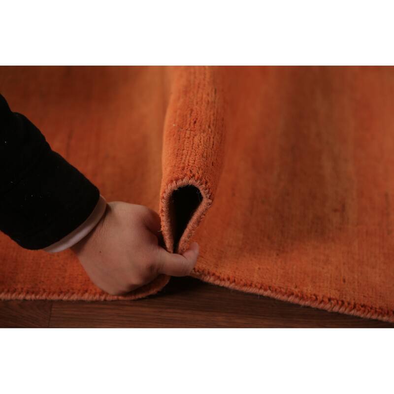 Gabbeh Oriental Area Rug Hand-Knotted Orange Wool Carpet - 6'5" x 9'6"