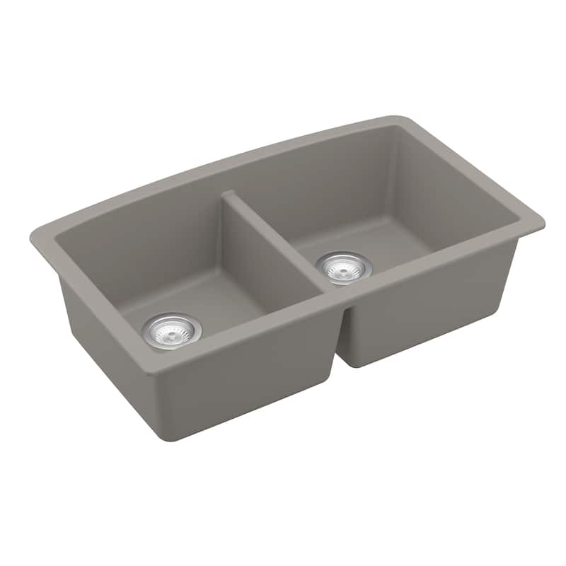 Karran Undermount Quartz 32 in. 50/50 Double Bowl Kitchen Sink Kit