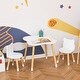 preview thumbnail 3 of 8, Qaba 3 Pieces Table and Chair Sets Children Dining Table Cute Bear Shape with Rounded Corners for 1-4 years, White