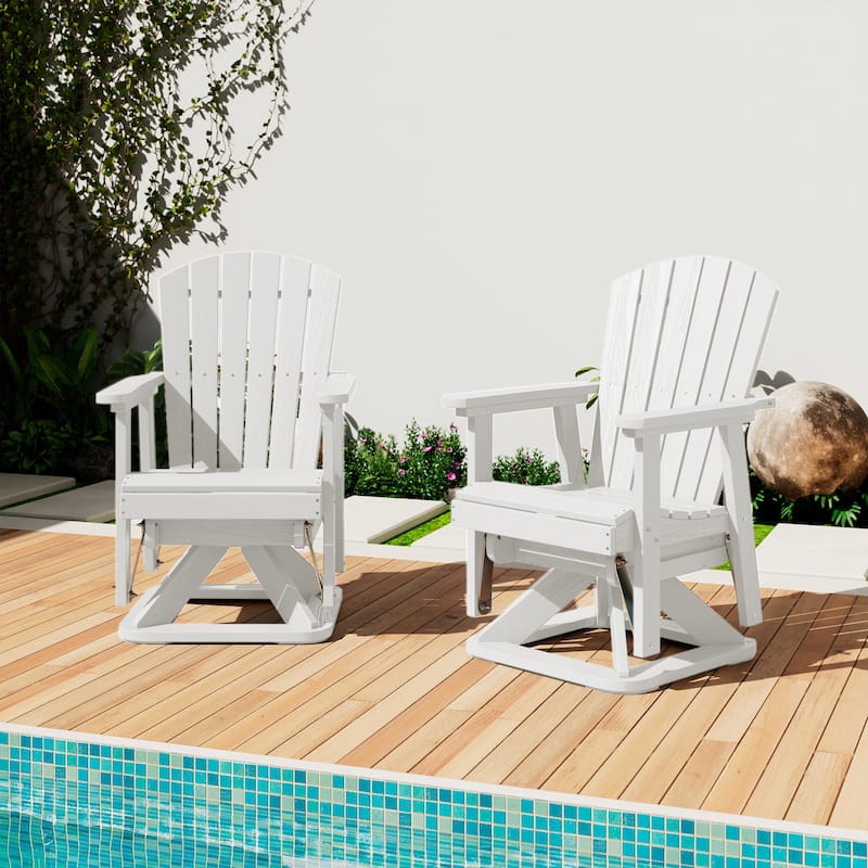 Set of 2 HDPE Adirondack Swivel Gliders, Outdoor Patio Chair Set
