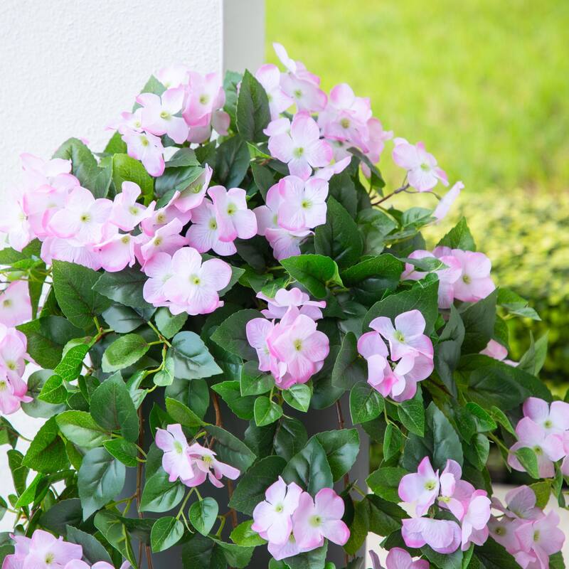 41-in UV Resistant Artificial Hydrangea Hanging Plant - Set of 2