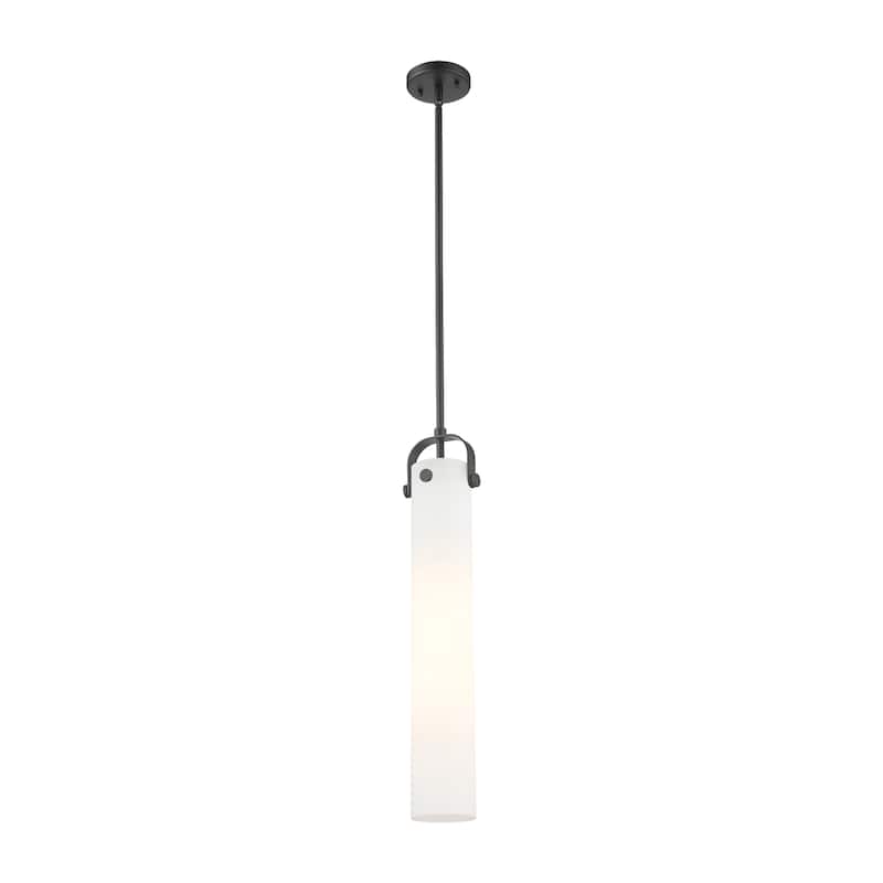 Innovations Lighting Pilaster - 1 Light 4" Stem Hung Pendant - Matte White/Matte Black
